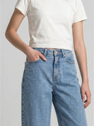 wide leg denim pants