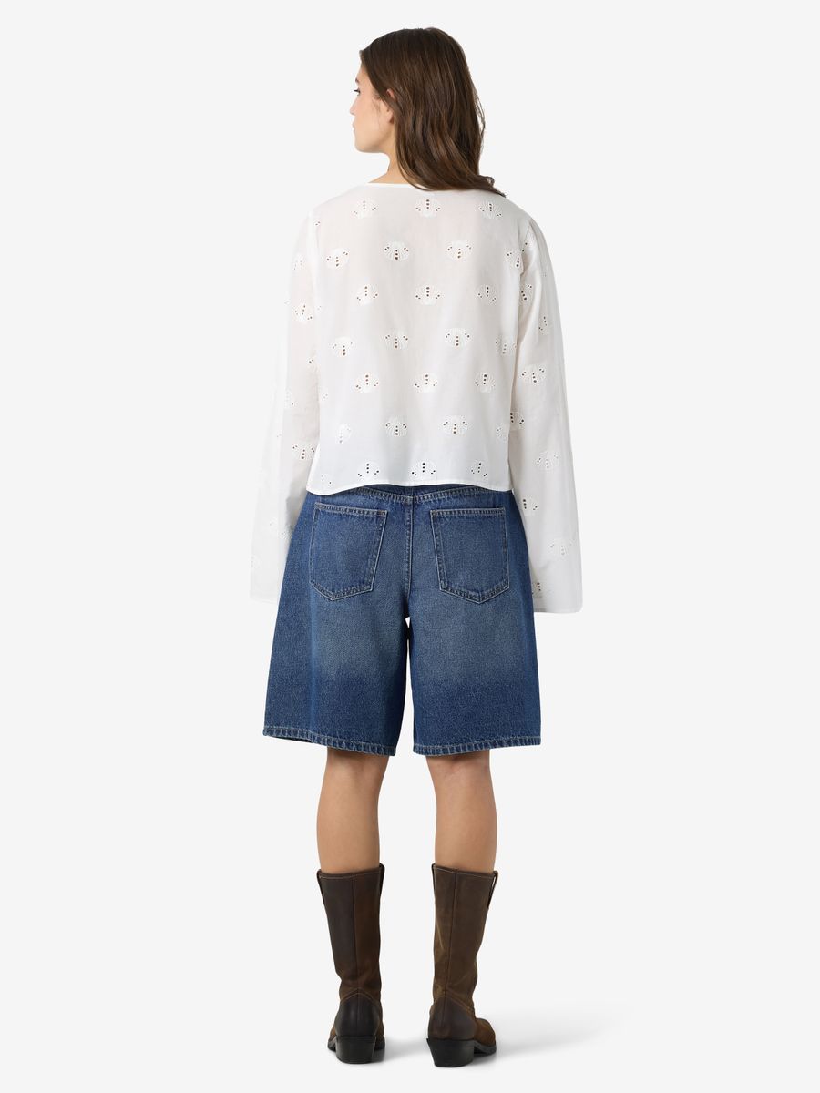 NMASHLEY L/S TIE V-NECK SHIRT WVN