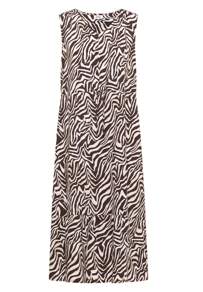 Midikleid mit V-Neck und Zebraprint