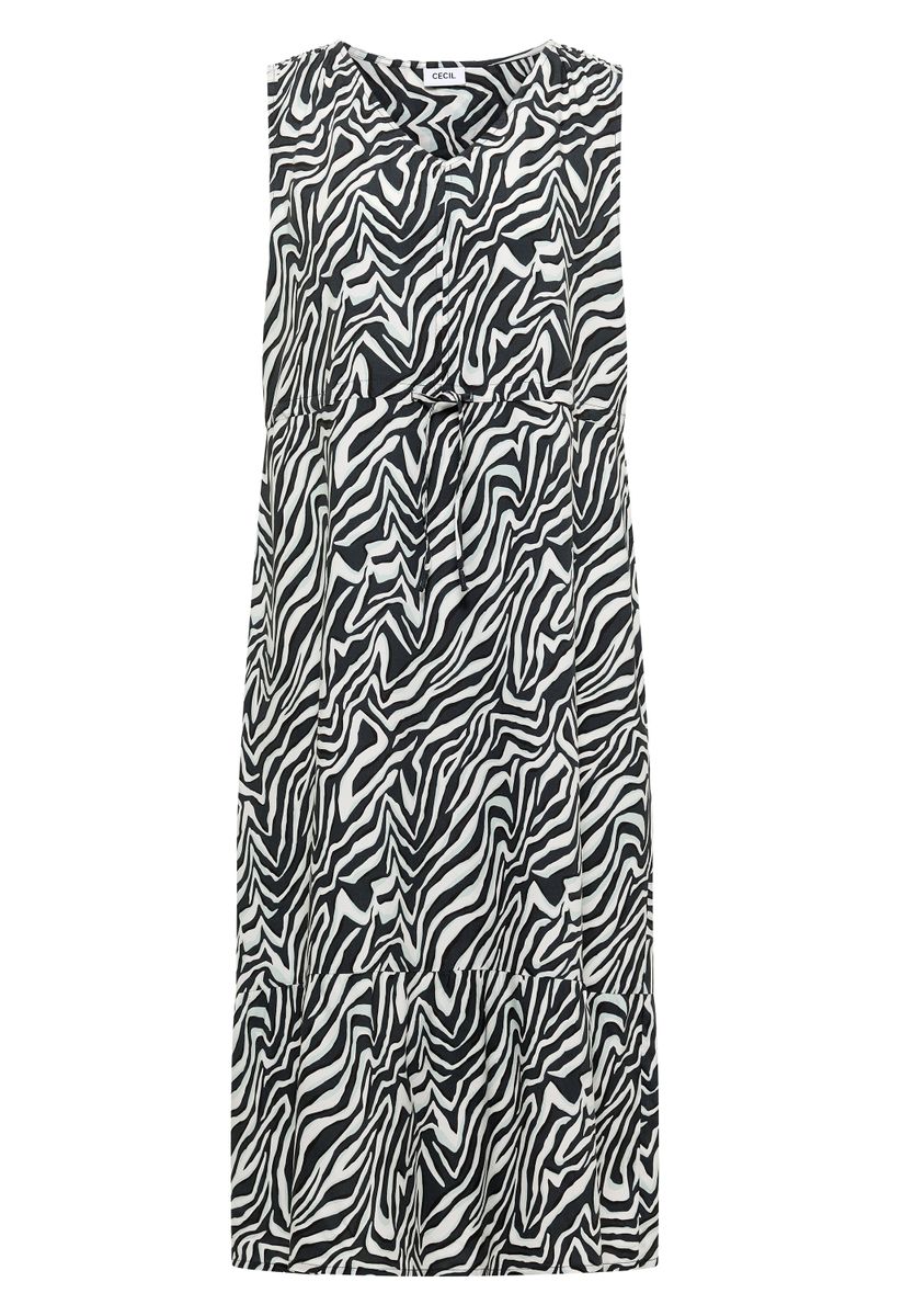 Midikleid mit V-Neck und Zebraprint