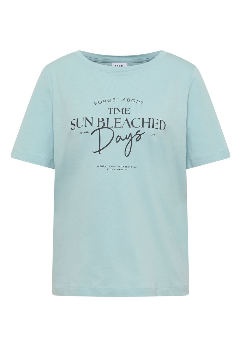T-Shirt mit Boat Neck und Wording Artwork