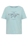 T-Shirt mit Boat Neck und Wording Artwork