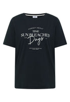 T-Shirt mit Boat Neck und Wording Artwork