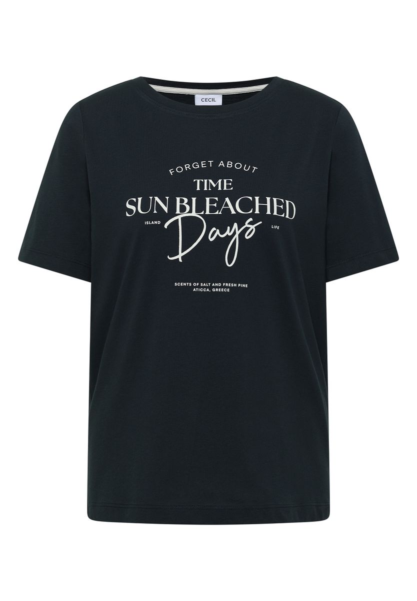 T-Shirt mit Boat Neck und Wording Artwork
