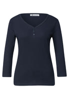 3/4-Arm Shirt mit Knopfdetail