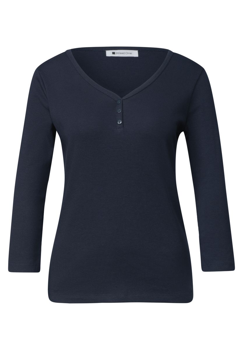 3/4-Arm Shirt mit Knopfdetail
