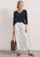 3/4-Arm Shirt mit Knopfdetail