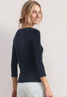 3/4-Arm Shirt mit Knopfdetail
