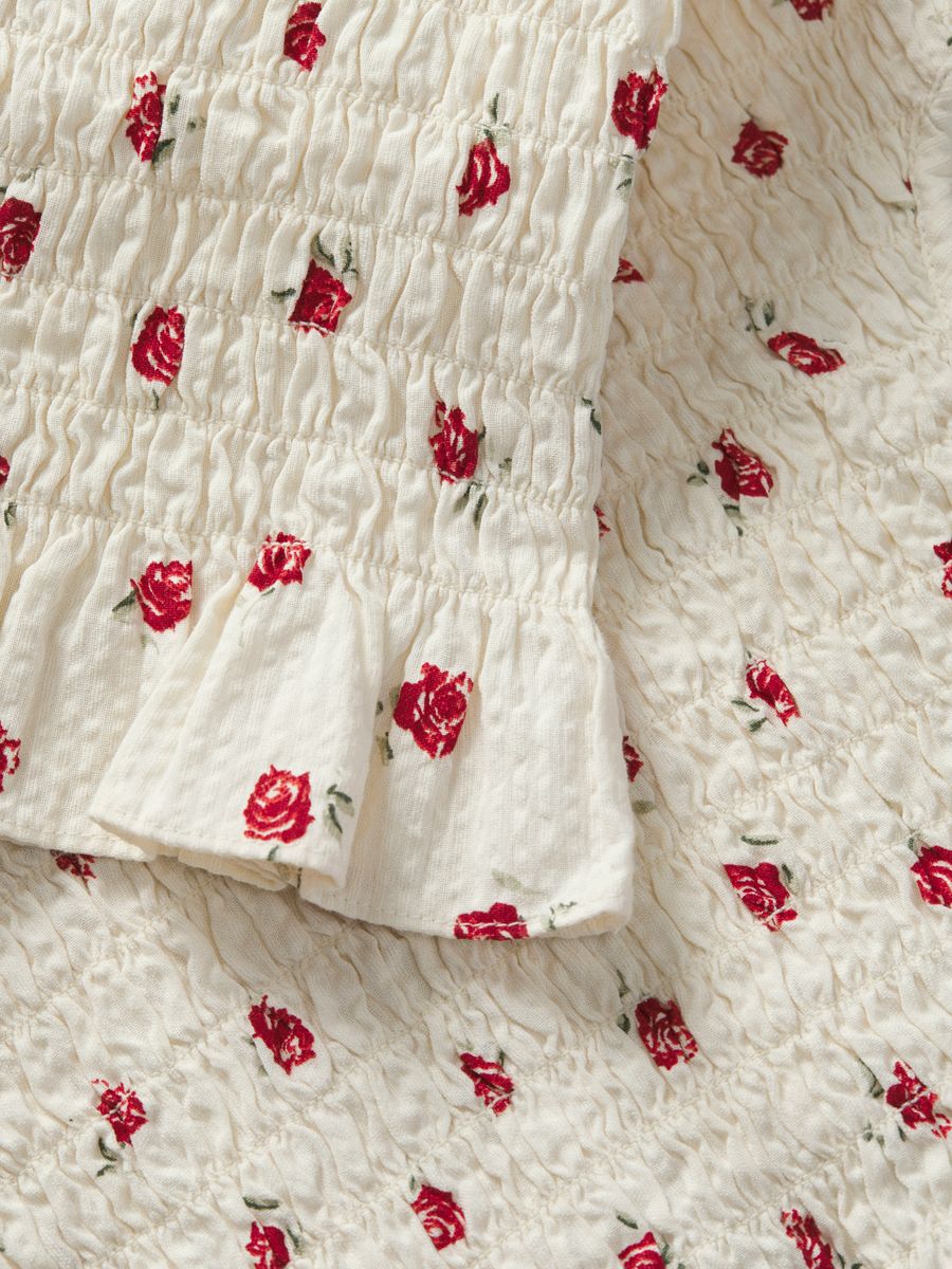 JXZOE SEERSUCKER FULL SMOCK TOP WVN LN