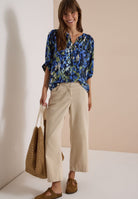 3/4-Arm Bluse mit Turn-Up und Print