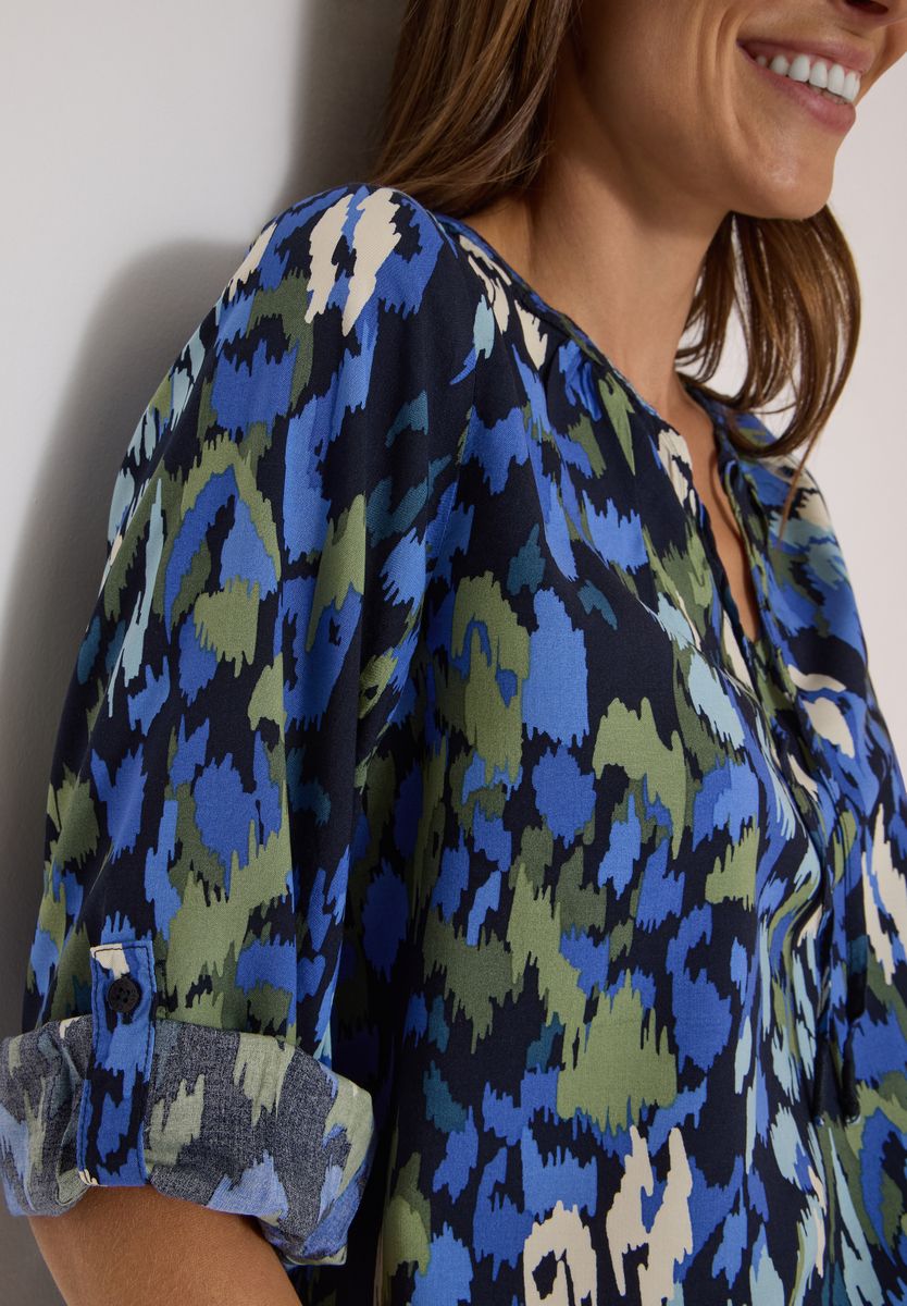 3/4-Arm Bluse mit Turn-Up und Print