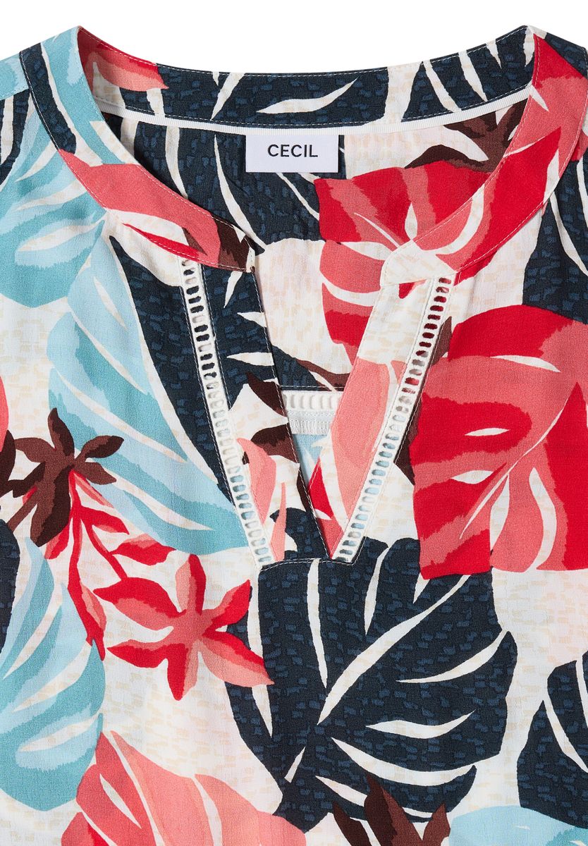 Midikleid mit Split Neck und Print