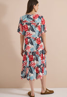 Midikleid mit Split Neck und Print