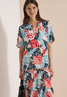 Midikleid mit Split Neck und Print