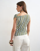 TSRIKKE STRIPED KNIT SHOULDER TOP JRS