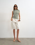 TSRIKKE STRIPED KNIT SHOULDER TOP JRS