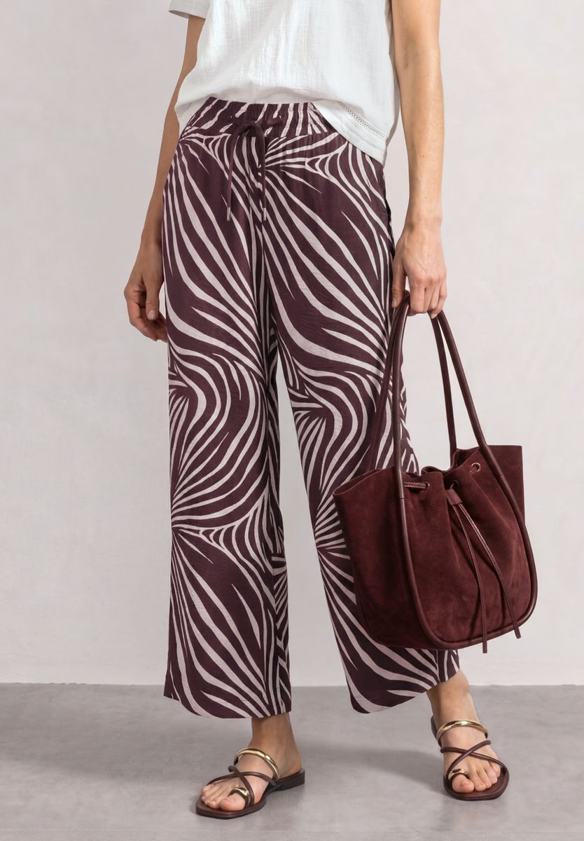 Wide Leg Hose mit Print und Gallonstreifen