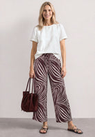 Wide Leg Hose mit Print und Gallonstreifen