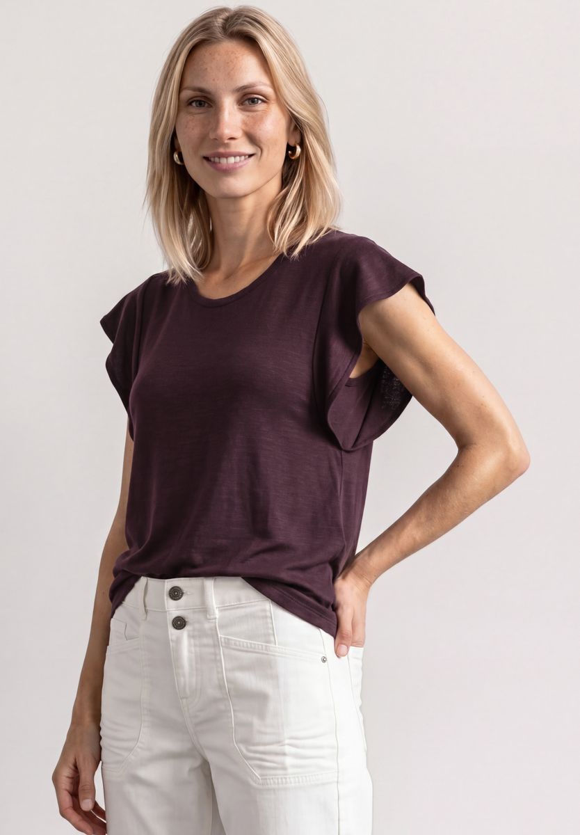 Shirt mit kurzen Volant-Ärmeln