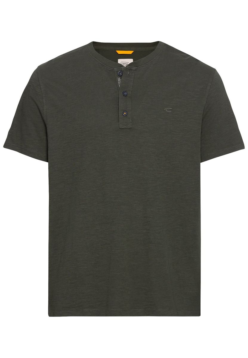 Kurzarm Henley-Shirt mit geripptem Kragen