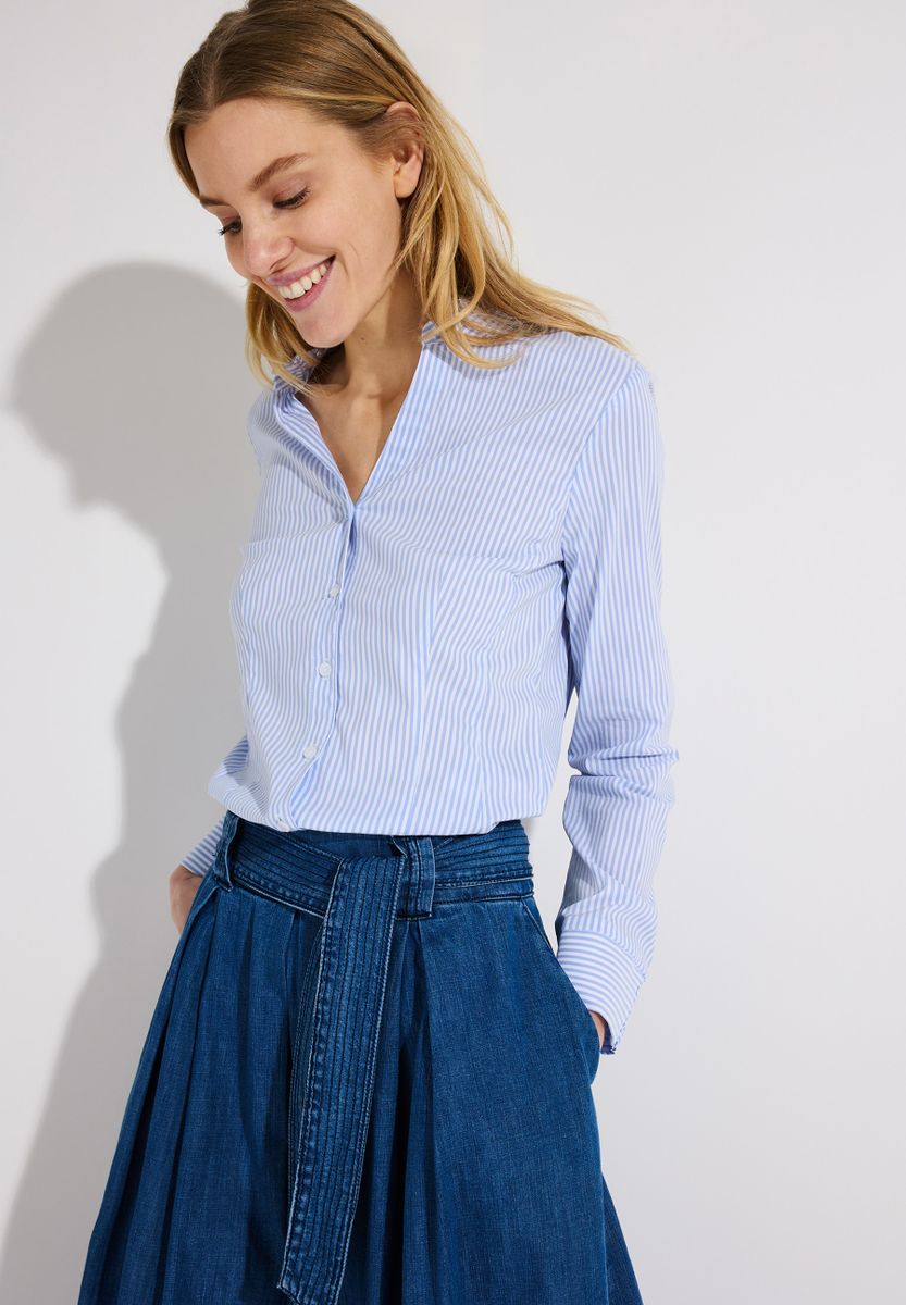 Striped Cotton Stretch Blouse