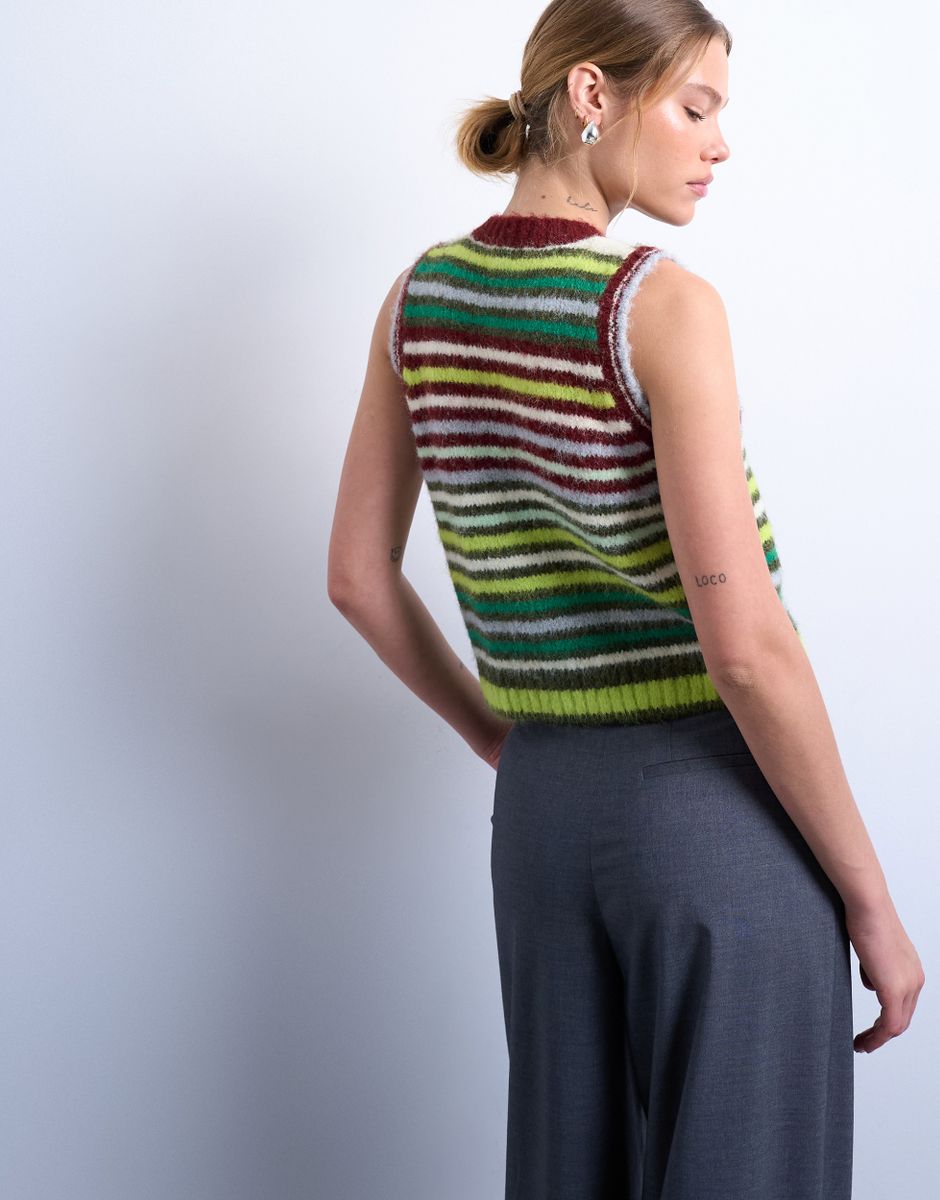 TSCARO STRIPE SL O-NECK VEST