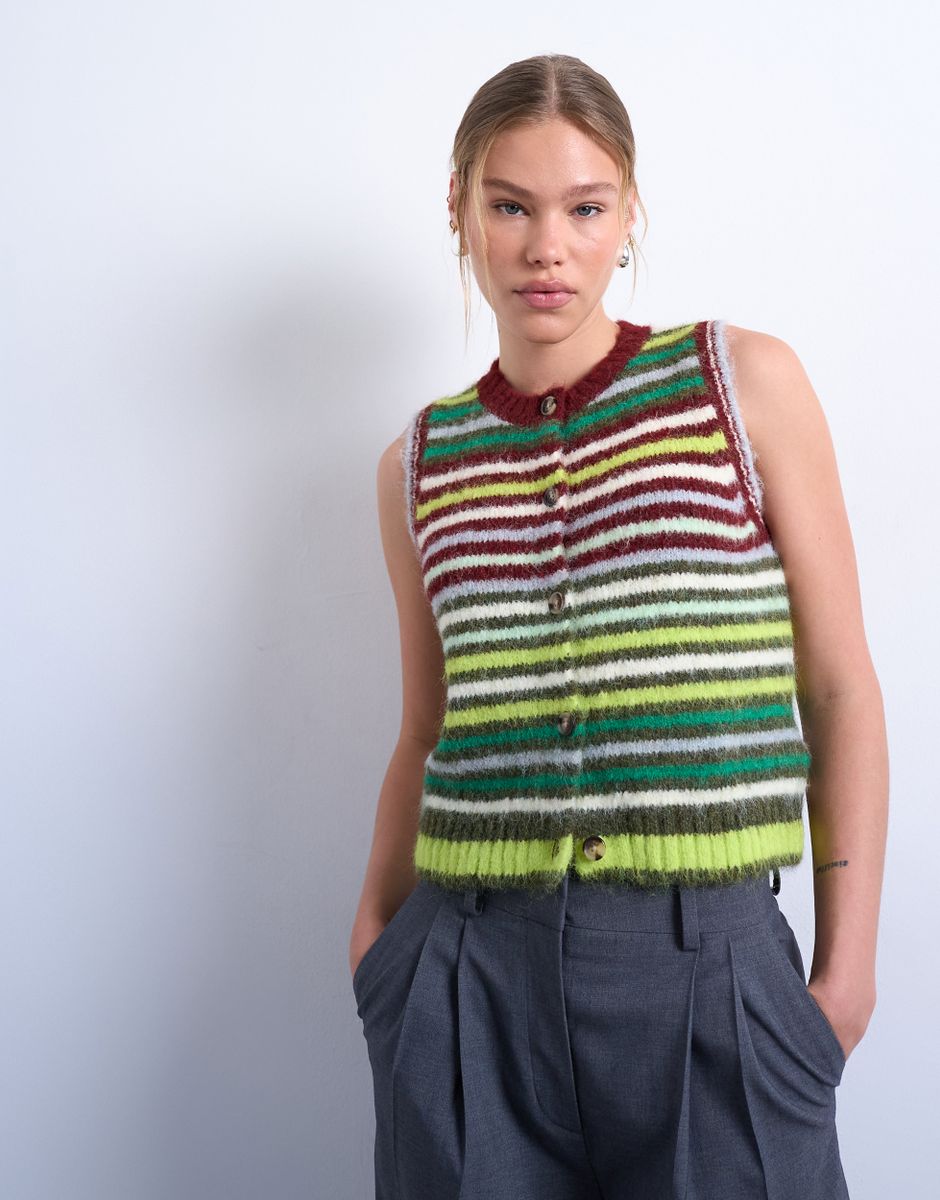 TSCARO STRIPE SL O-NECK VEST