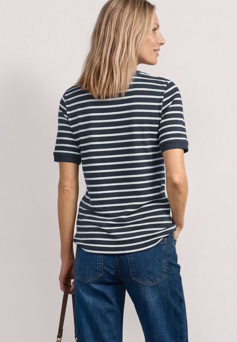 T-Shirt mit Boat Neck und Streifen
