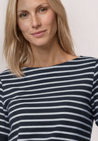 T-Shirt mit Boat Neck und Streifen