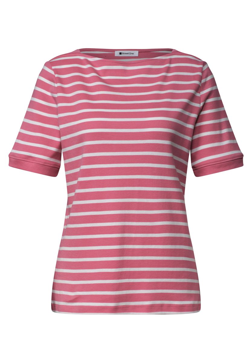 T-Shirt mit Boat Neck und Streifen