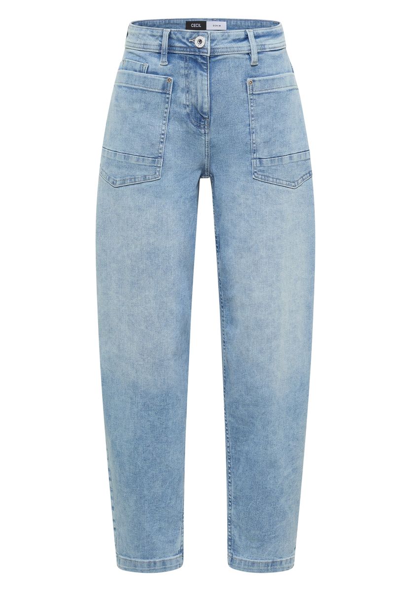 Barrel Leg Jeans mit aufgesetzten Taschen