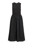VICARLA O-NECK S/L MIDI DRESS