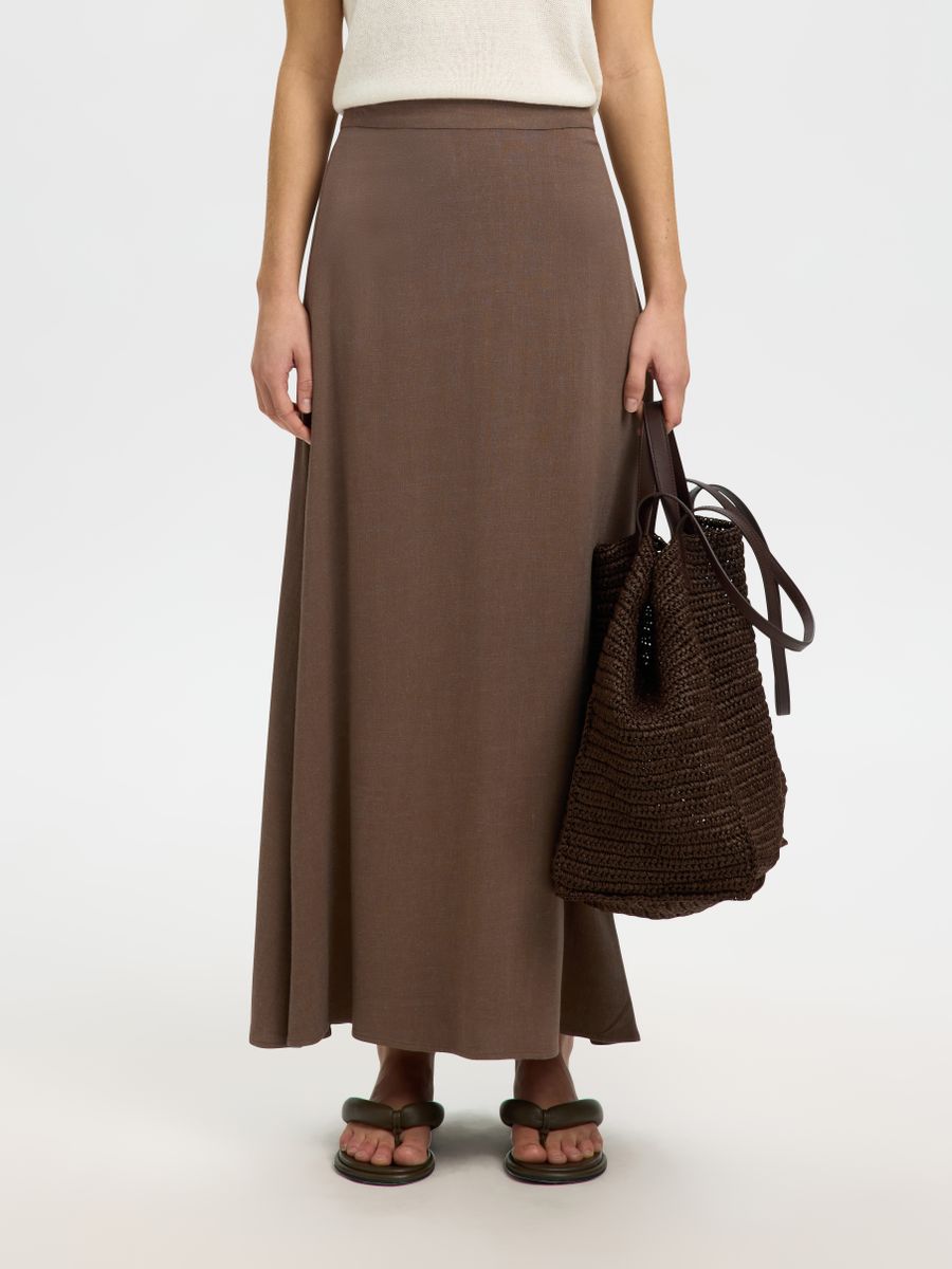 SLWVIVA HW ANKLE LINEN BLEND SKIRT