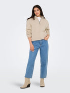 ONLNEW DALLAS L/S HIGHNECK ZIP SWT NOOS