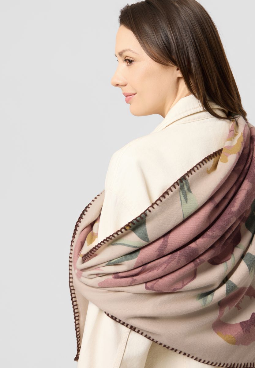 Kaschmirweiches Dreieckstuch mit Blumen-Muster