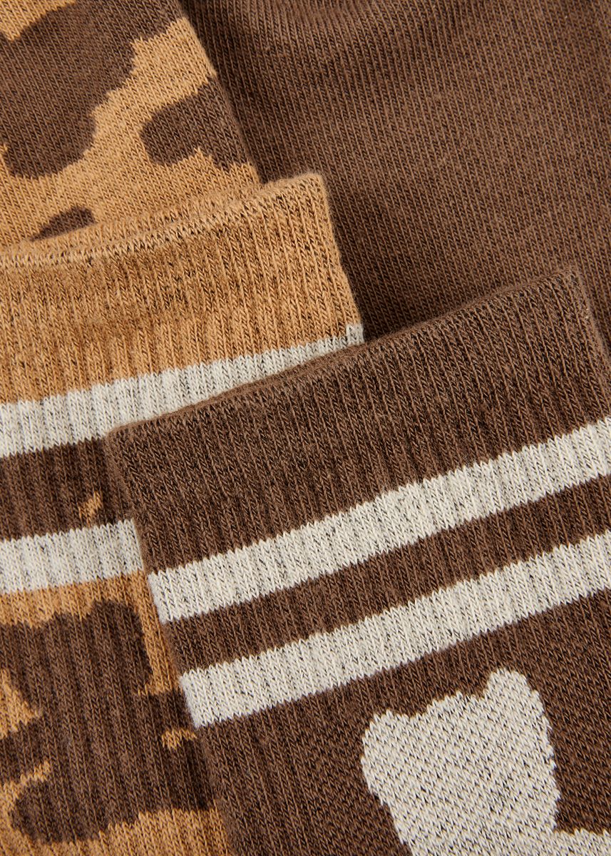 2 Paar Jacquard Socken  (3er-Pack) aus Baumwollmischung  mit Bärenmotiv