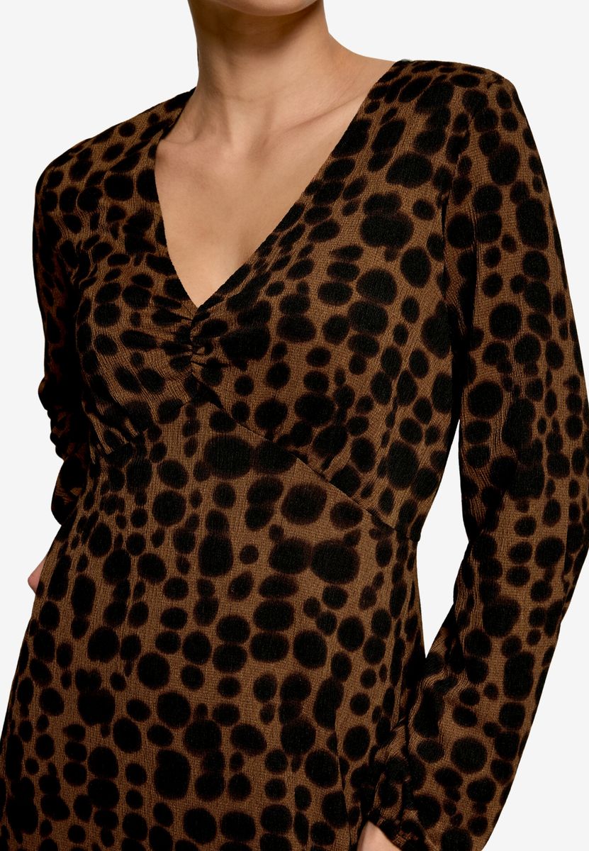 Gemustertes Maxikleid  mit V-Ausschnitt