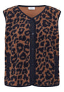 Teddy-Weste mit Softshelldetails und Leo-Muster