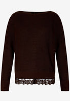 Strickpullover mit Spitzenkante