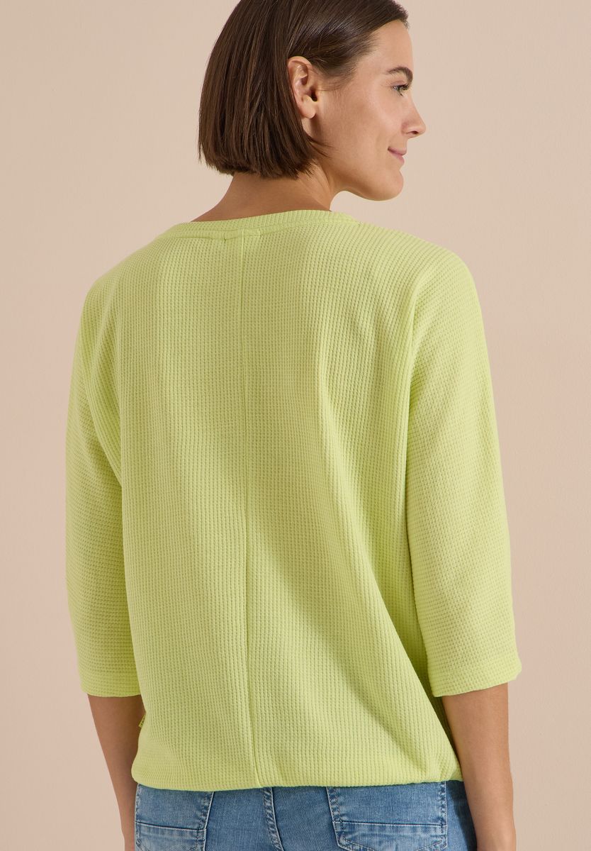 3/4-Arm Shirt mit Waffelstruktur
