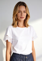 T-Shirt mit Spitzen-Ärmel