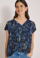 Kurzarm Blusenshirt mit Strukturmix