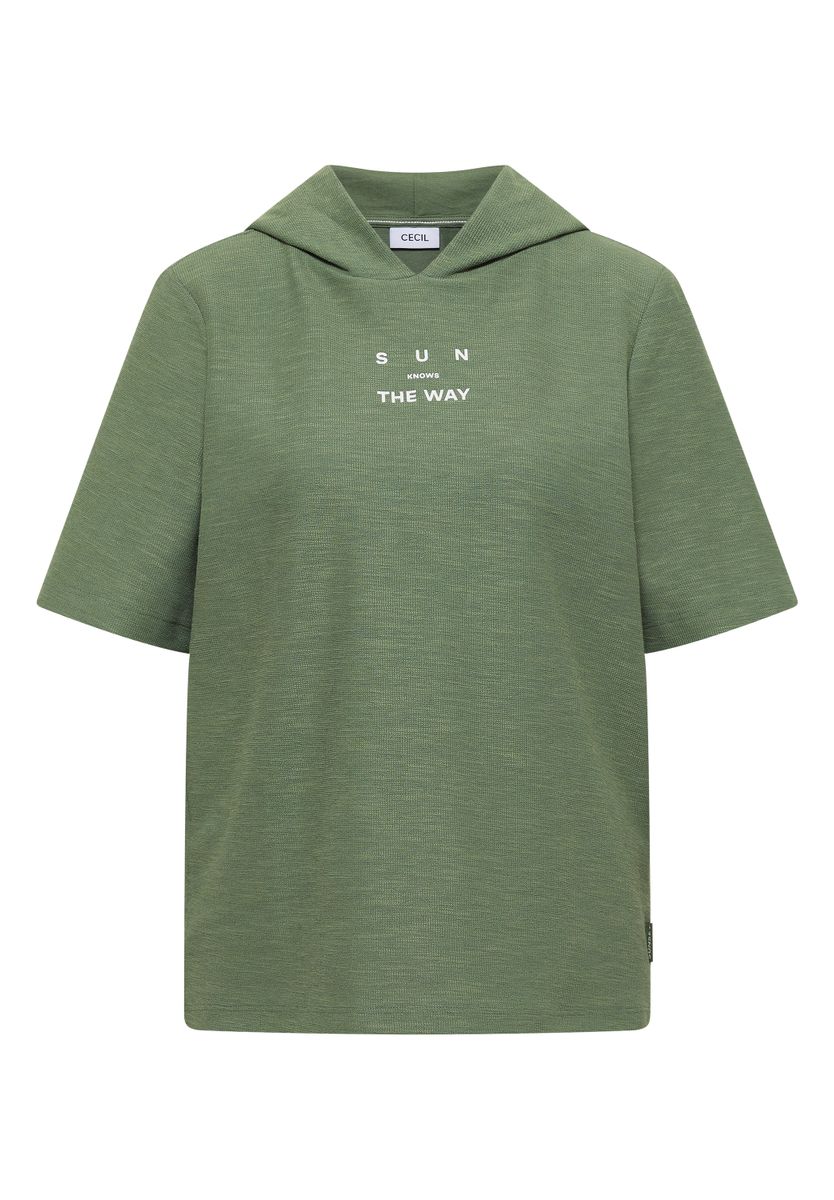 Kurzarm Shirt mit Kapuze und Wording