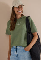 Kurzarm Shirt mit Kapuze und Wording