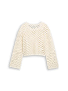 Cropped Strickpullover mit Lochmuster