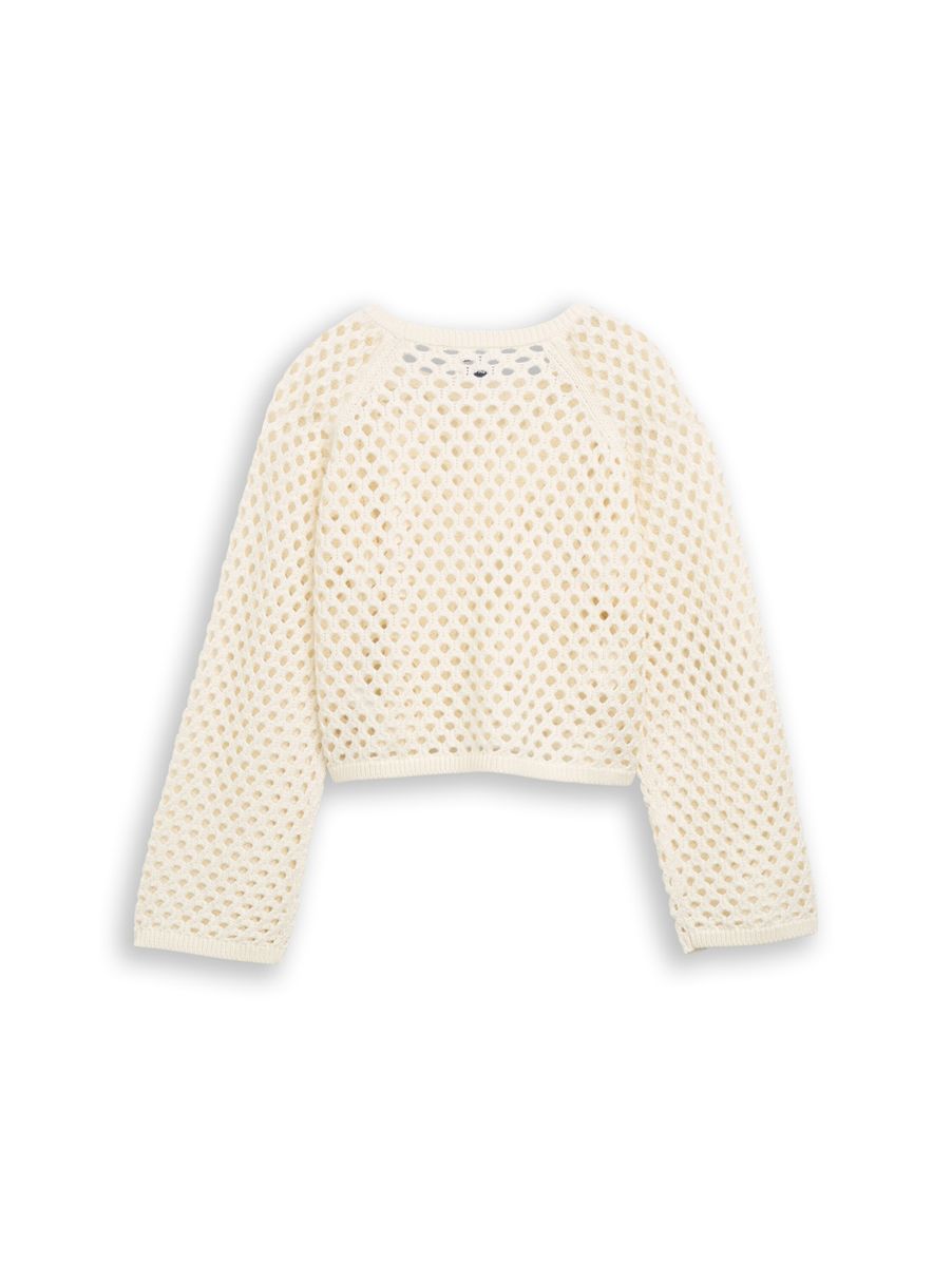 Cropped Strickpullover mit Lochmuster