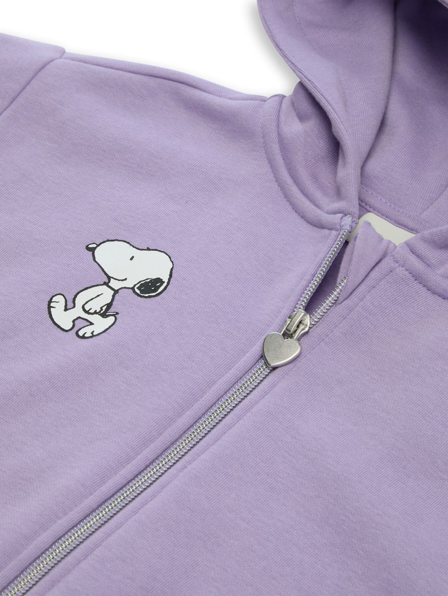Cropped Hoodie Sweatjacke mit Snoopy-Print