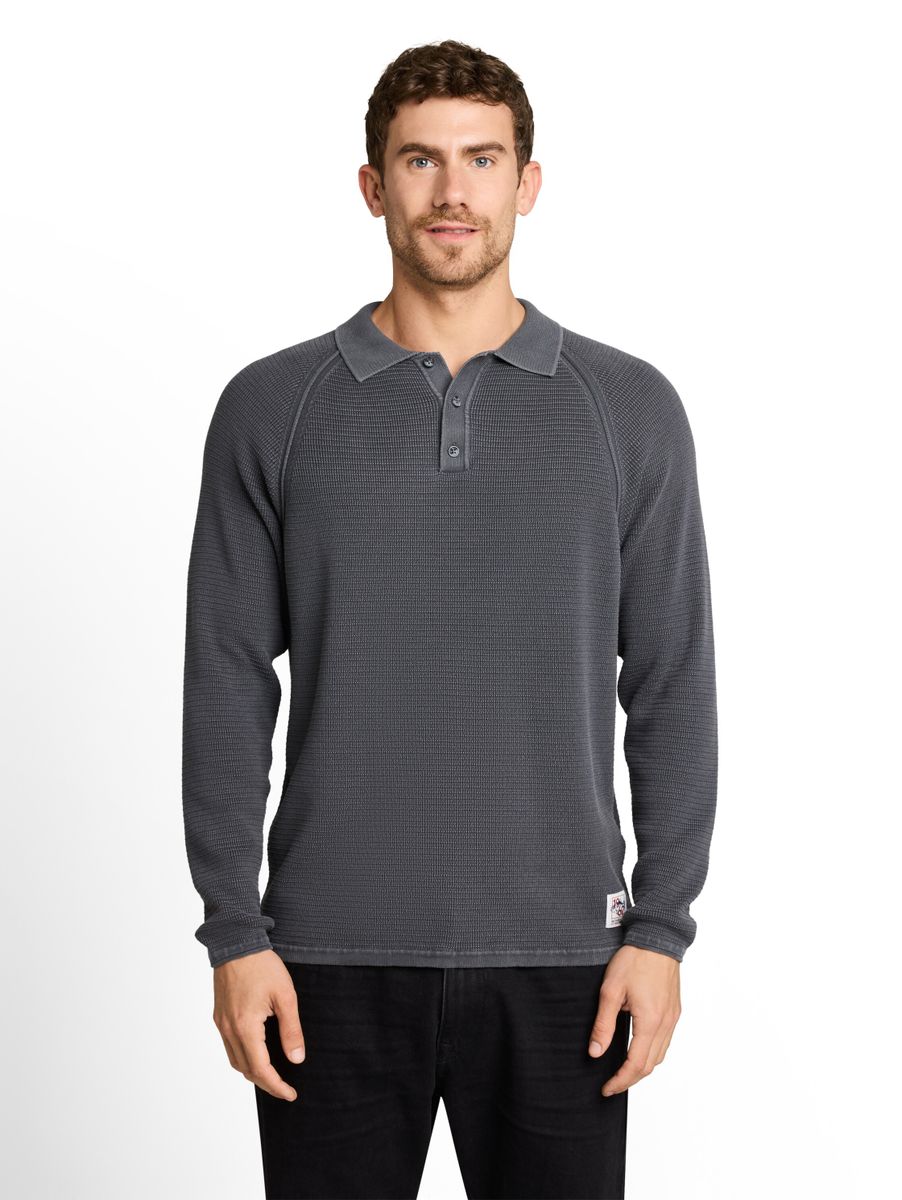Strick-Poloshirt im Washed-Look