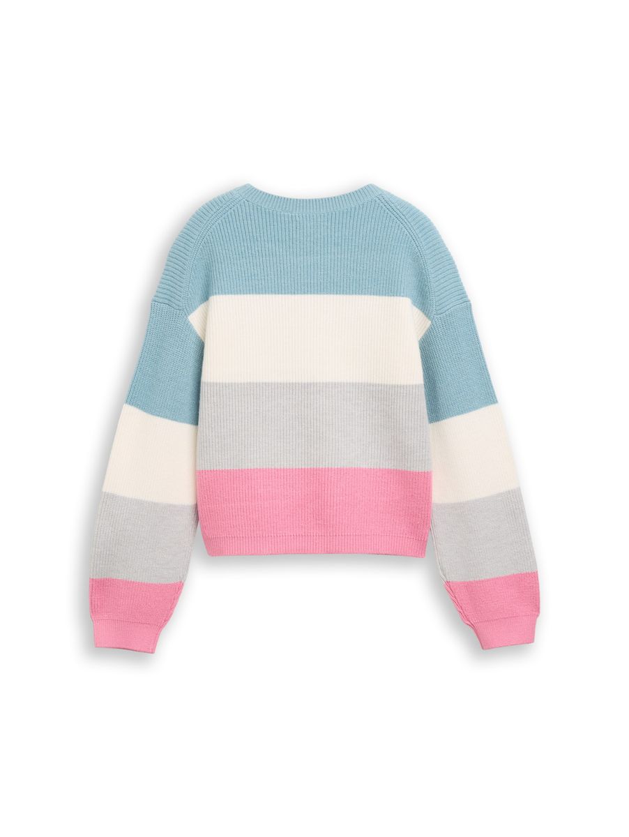 Cropped Strickpullover mit Colour Blocking