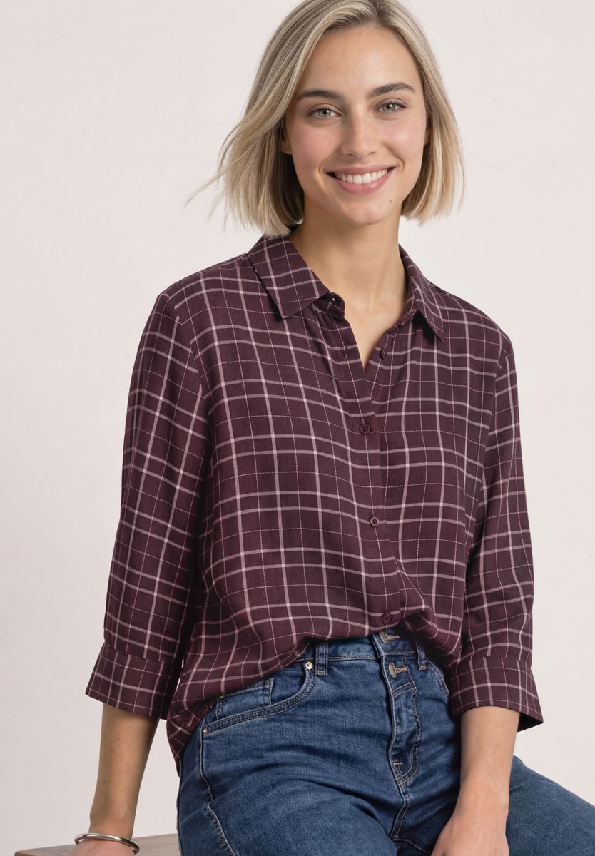 3/4-Arm Hemdbluse mit Muster